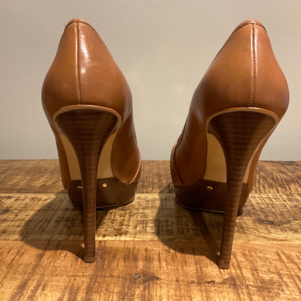 MICHAEL Michael Kors Tan LeatherBedford Platform Heels size 10 - Picture 9 of 12